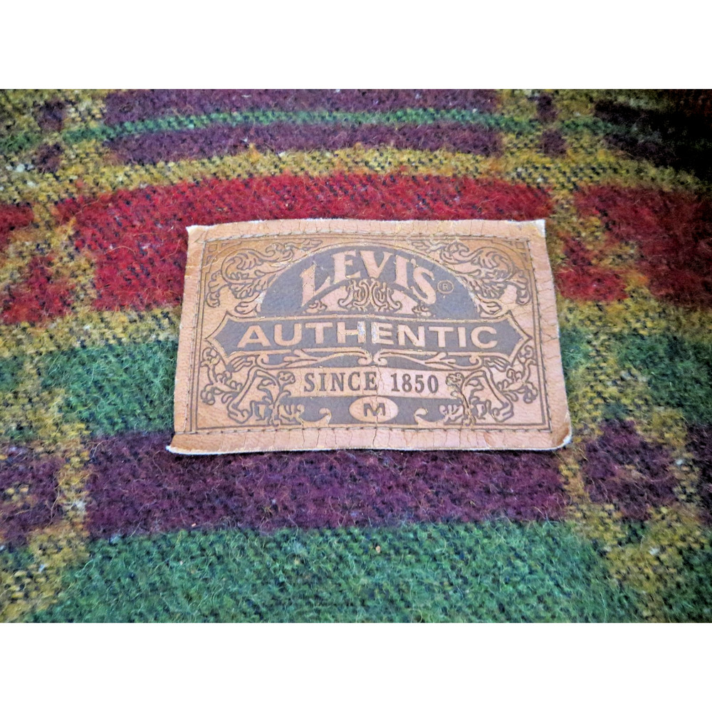 VTG 90s Levi's Authentic Aztec Wool Blanket Lined Denim Jacket Mens Medium 10/92 - Picture 2 of 16